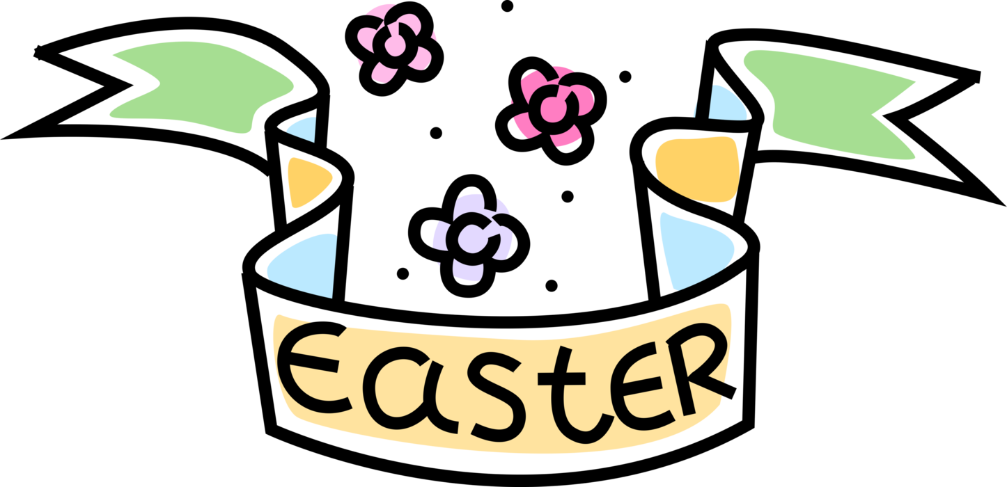 Vector Illustration of Easter Banner with Spring Flowers Celebrate Resurrection of Jesus Christ