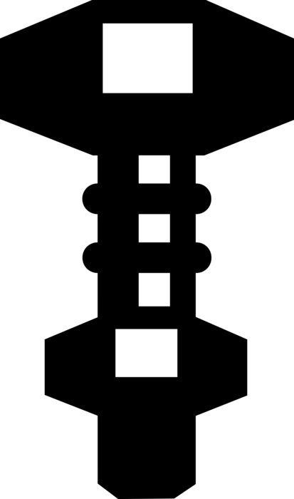 Vector Illustration of Nut Mated with Screw Bolt Threaded Fastener