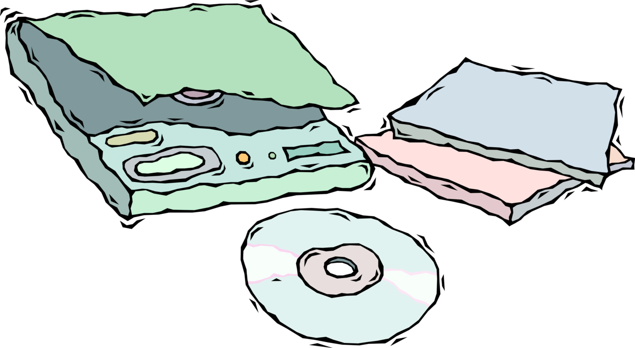 Vector Illustration of Portable CD Player with CD Music Disc