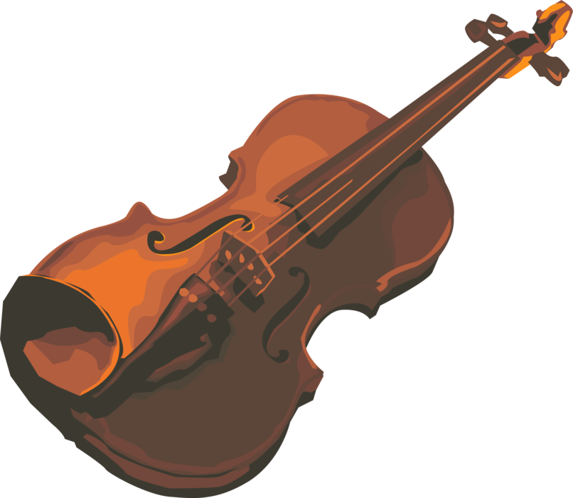 Vector Illustration of Fiddle Violin Stringed Musical Instrument