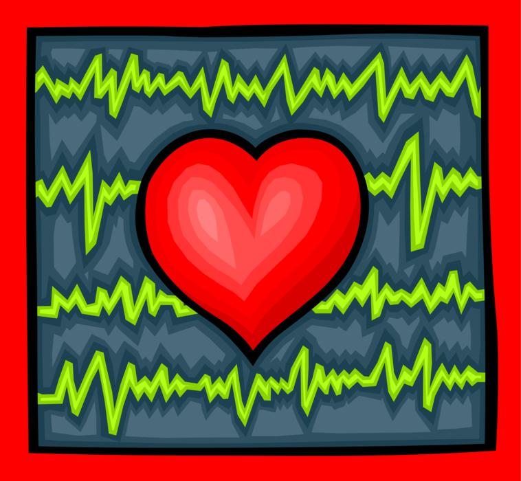 Vector Illustration of ECG Electrocardiogram Heart Rhythm Monitor Readout Graph