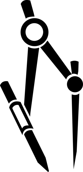 Vector Illustration of Measurement Compass used in Geometry, Navigation and Drafting