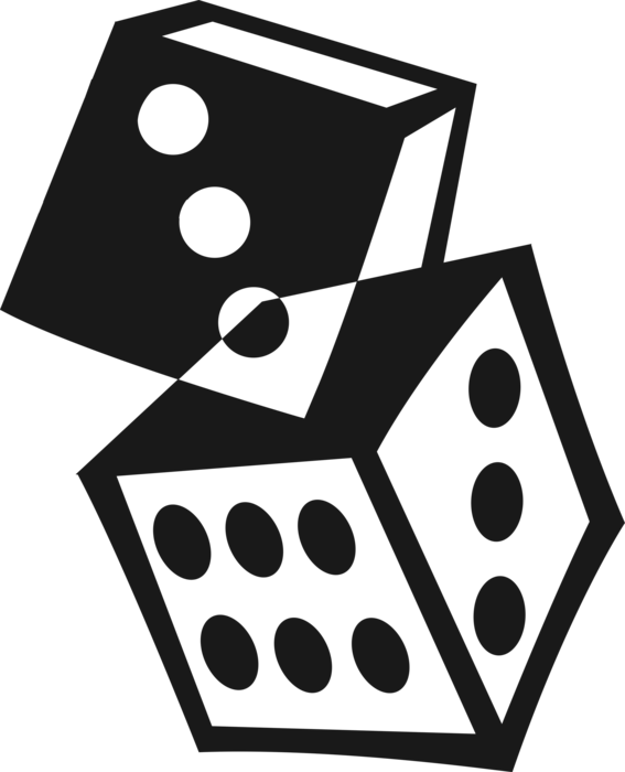 Vector Illustration of Dice used in Pairs in Casino Games of Chance or Gambling