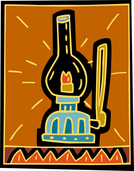 Vector Illustration of Coal Oil Lamp Hurricane Lantern Light