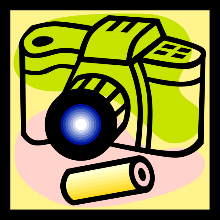 Vector Illustration of Photography Camera and Photographic Film