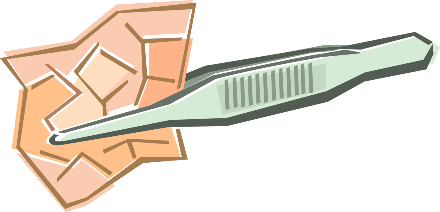 Vector Illustration of Tweezers Small Pincers or Nippers for Picking Up Objects with Medical Sponge