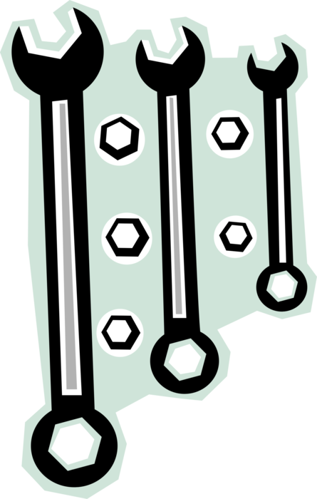 Vector Illustration of Workbench Wrench Tools