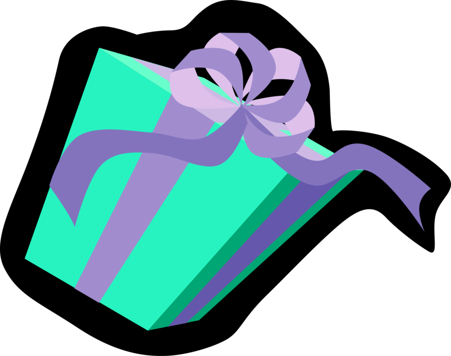 Vector Illustration of Present or Gift Wrapped with Ribbon