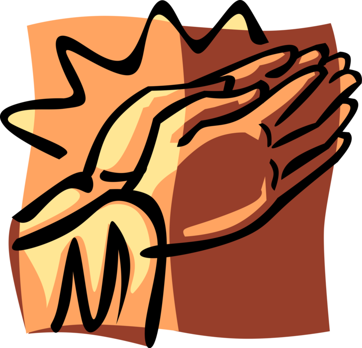 Vector Illustration of Praying Hands Clasped Together Pray Religious Prayers