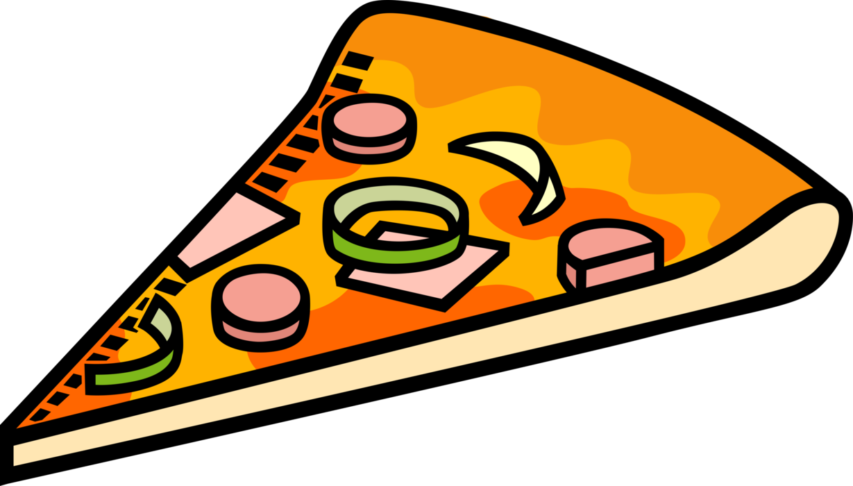 Vector Illustration of Flatbread Pizza Topped with Tomato Sauce, Cheese, Pepperoni and Peppers