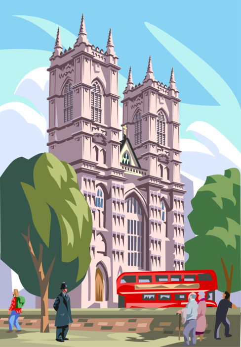 Vector Illustration of Westminster Abbey Gothic Church in the City of Westminster London, England