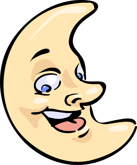 Vector Illustration of Anthropomorphic Moon
