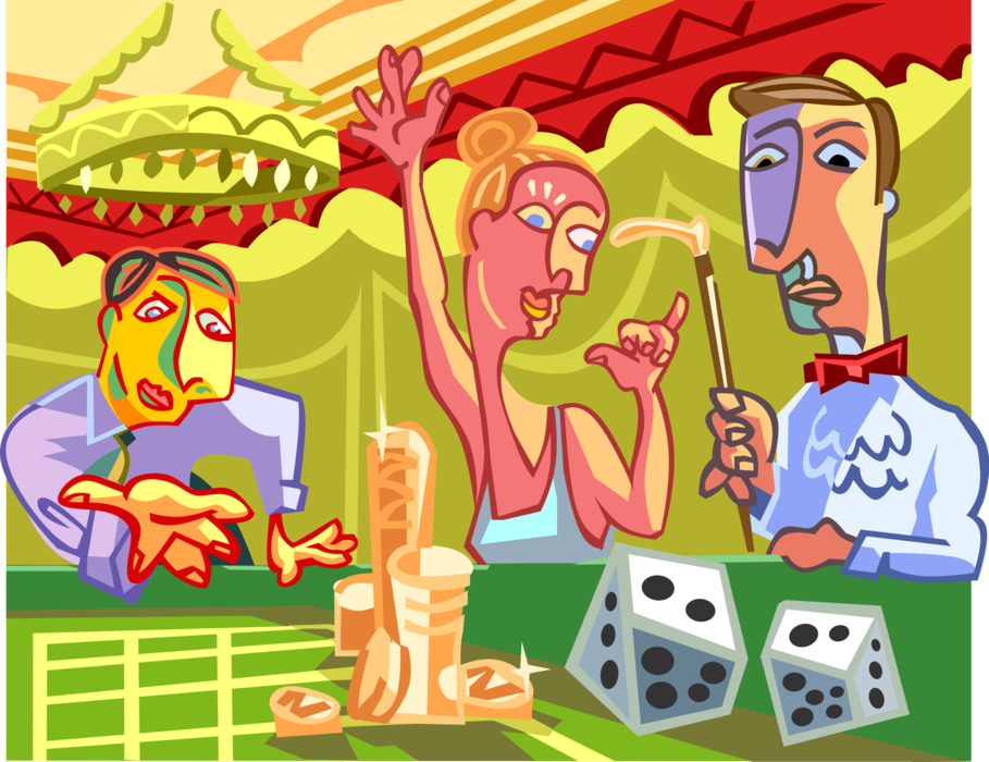 Vector Illustration of Casino Gambling Games of Chance Craps Table Dice Roll