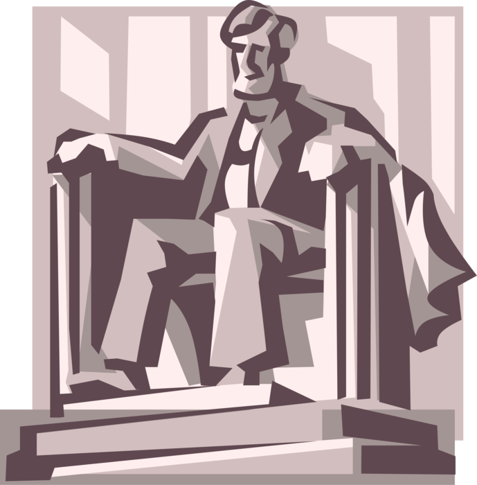 Vector Illustration of Abraham Lincoln Memorial Monument Honors 16th President of the United States POTUS