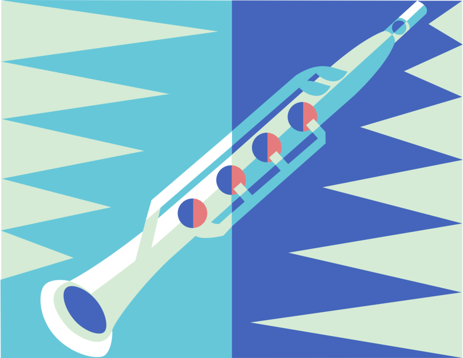 Vector Illustration of Clarinet Single-Reed Mouthpiece Woodwind Instrument