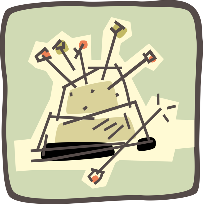 Vector Illustration of Sewing Pin Cushion with Needles and Pins