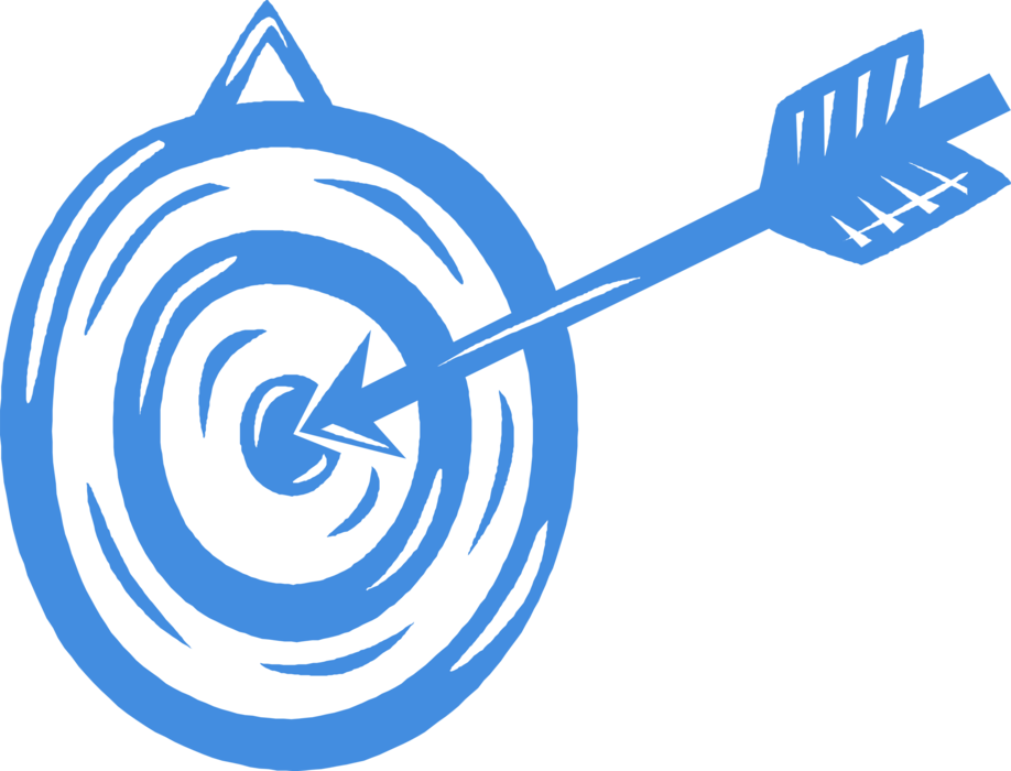 Vector Illustration of Archery Marksmanship Bullseye or Bull's-Eye Target Objective with Arrow
