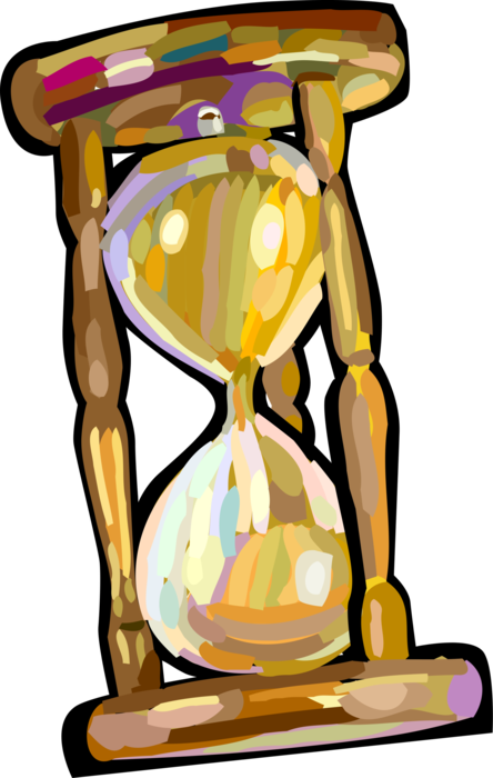 Vector Illustration of Hourglass or Sandglass, Sand Timer, or Sand Clock Measures Passage of Time