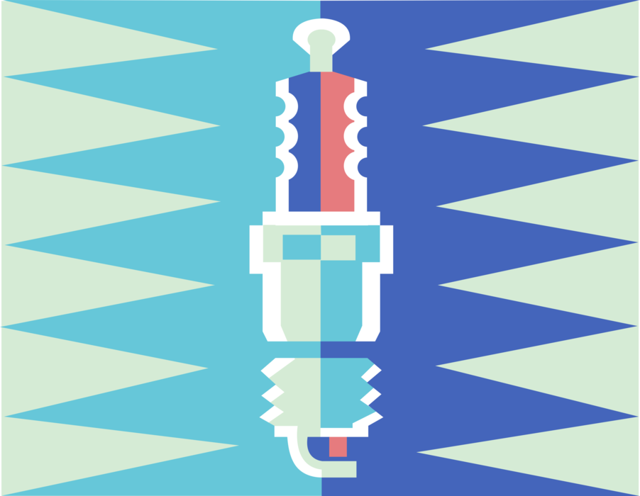 Vector Illustration of Spark Plug Ignition System to Deliver Electric Current