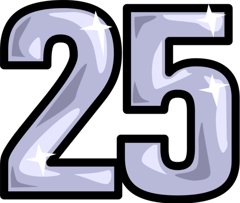 Vector Illustration of 25th Anniversary Number Twenty-Five