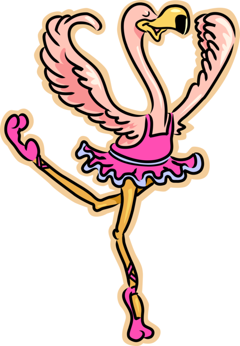 Vector Illustration of Ballet Dancing Flamingo Bird Ballerina