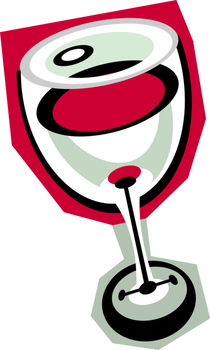 Vector Illustration of Glass of Red Wine Alcohol Beverage