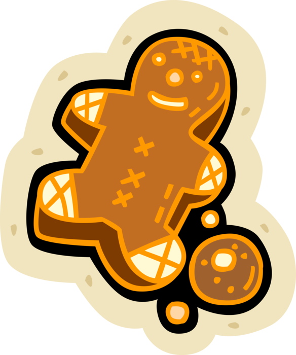 Vector Illustration of Baked Goods Gingerbread Man Cookie Biscuit