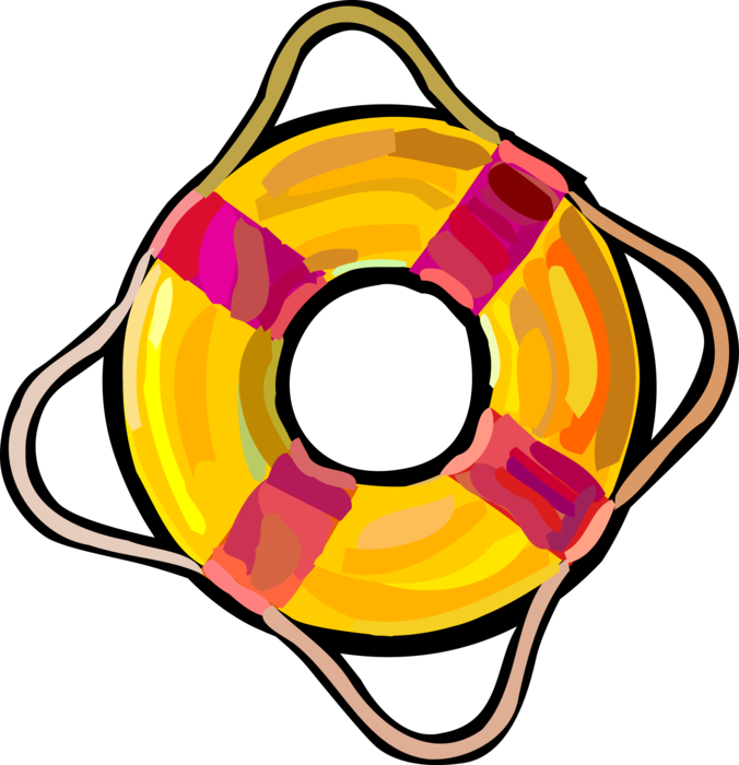 Vector Illustration of Lifebuoy Ring Lifesaver Life Saving Floating Buoy Provides Buoyancy and Prevents Drowning