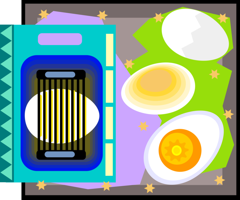 Vector Illustration of Egg Slicer with Boiled Eggs