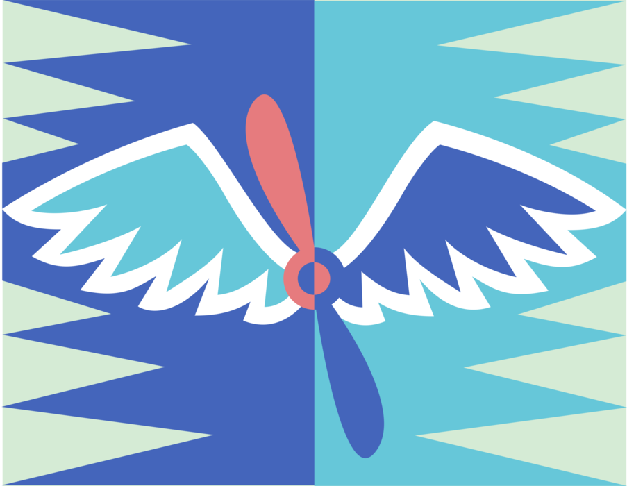Vector Illustration of Wings and Aircraft Propeller