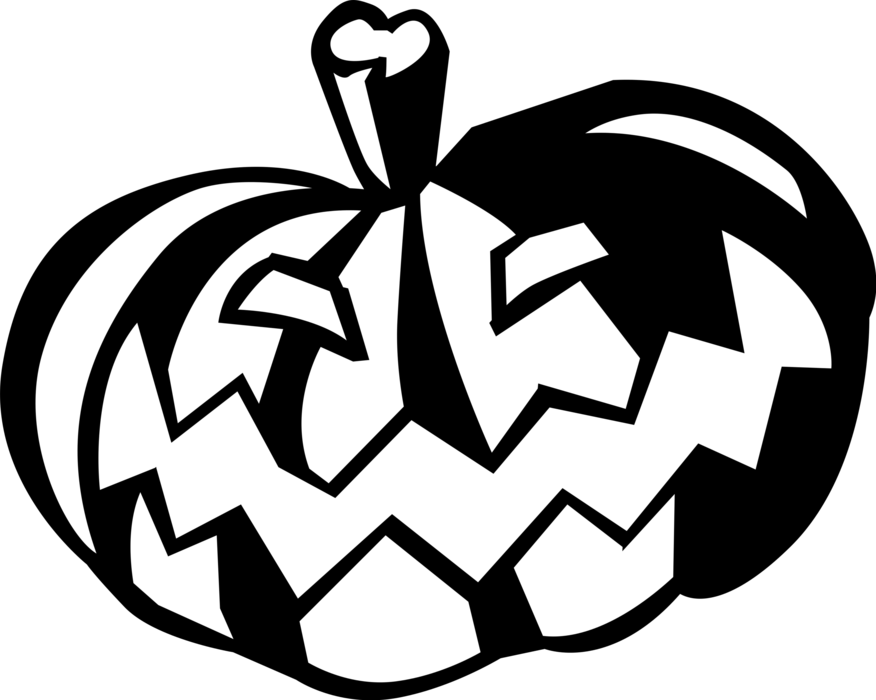 Vector Illustration of Halloween Trick or Treat Jack-o'-Lantern Carved Pumpkin