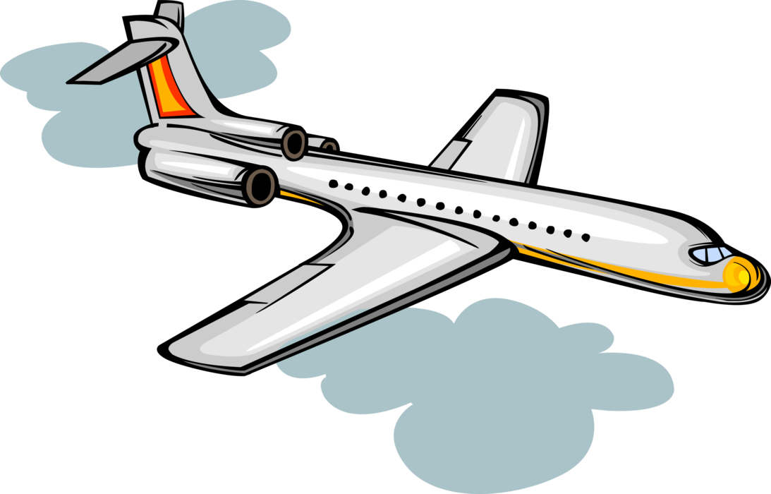 Vector Illustration of Commercial Aircraft Passenger Jet Airplane Aircraft in Flight