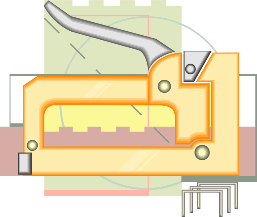 Vector Illustration of Staple Gun or Powered Stapler Hand-Held Machine