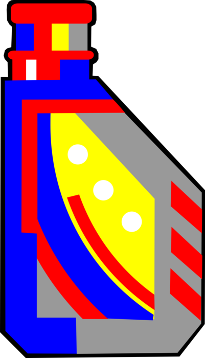 Vector Illustration of Petroleum-Based Automotive Motor Oil Lubricant Lubricates Internal Combustion Engines