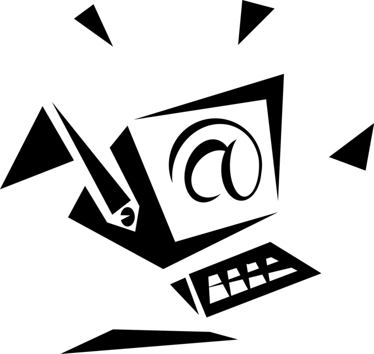 Vector Illustration of Sending and Receiving Electronic Computer Email Correspondence