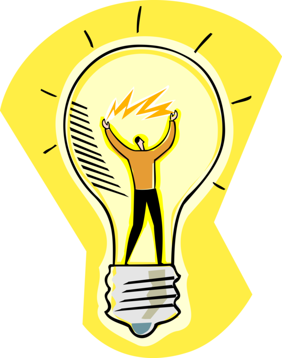 Vector Illustration of Conducting Electricity Inside Light Bulb Signifies Good Idea or Innovation