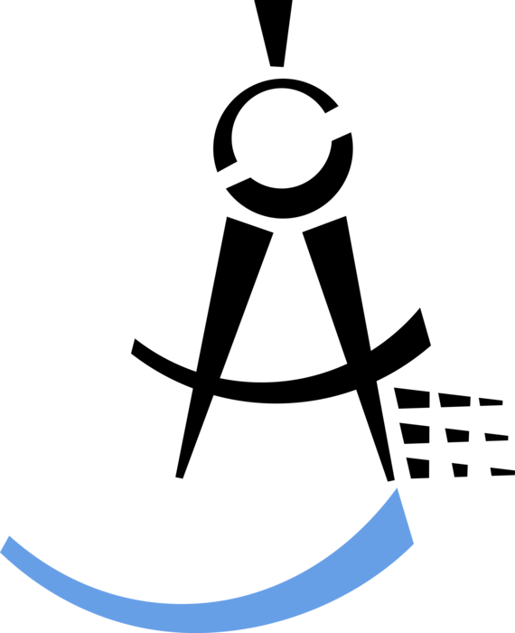 Vector Illustration of Measurement Compass used in Geometry, Navigation and Drafting