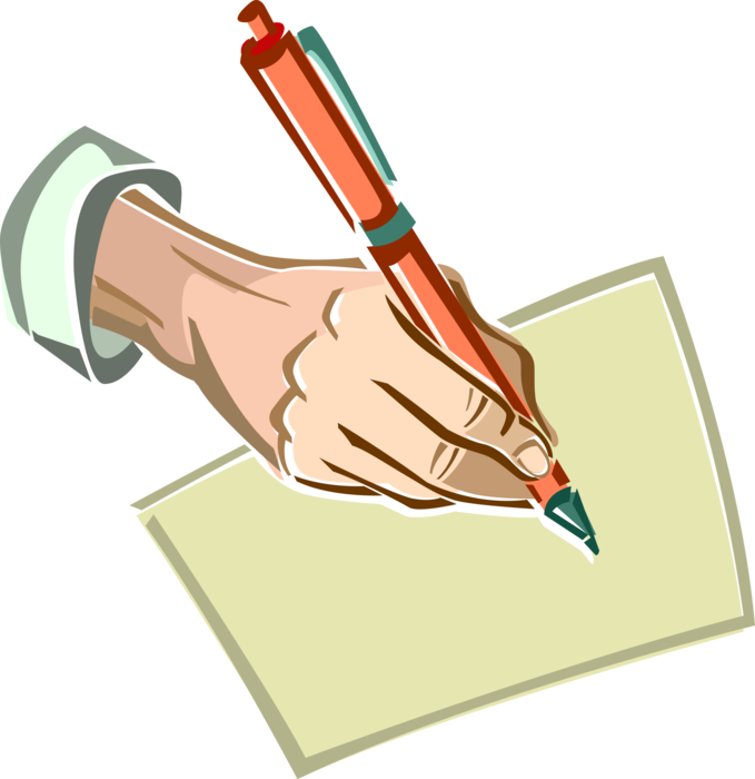 Vector Illustration of Hand Writes on Paper with Writing Instrument Pen