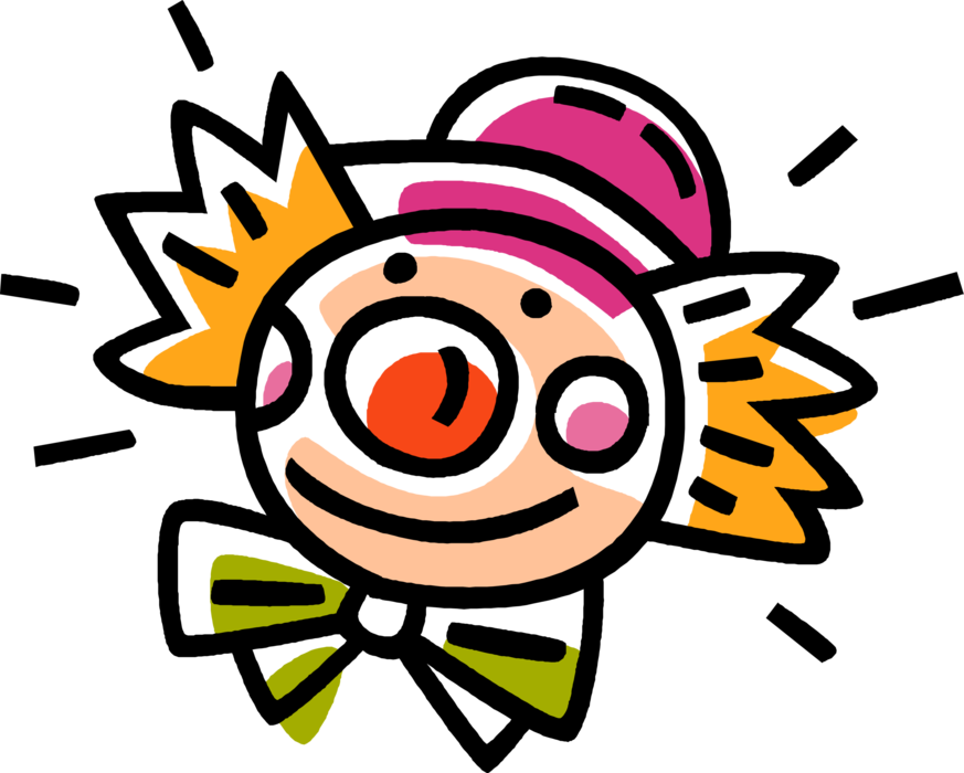Vector Illustration of Smiling Circus Clown Face