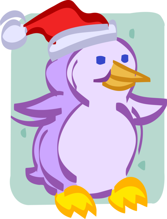 Vector Illustration of Festive Season Christmas Penguin with Santa Claus Hat