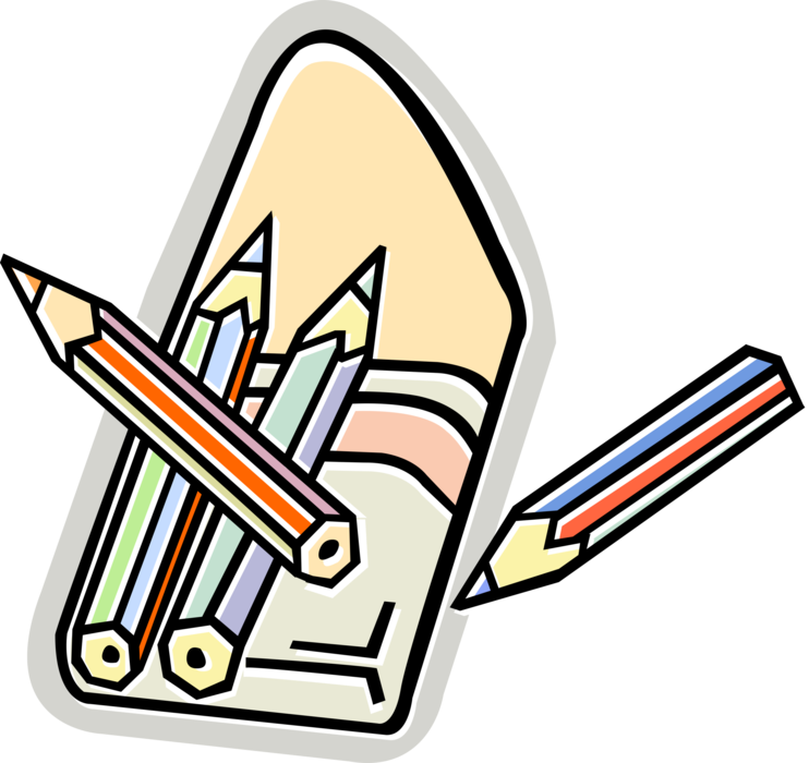 Vector Illustration of Colored Pencil Writing Instruments