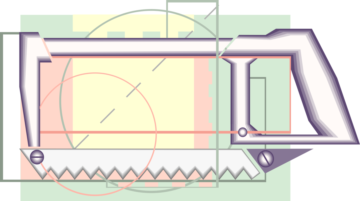 Vector Illustration of Fine-Toothed Metal Cutting Hacksaw Saw Tool