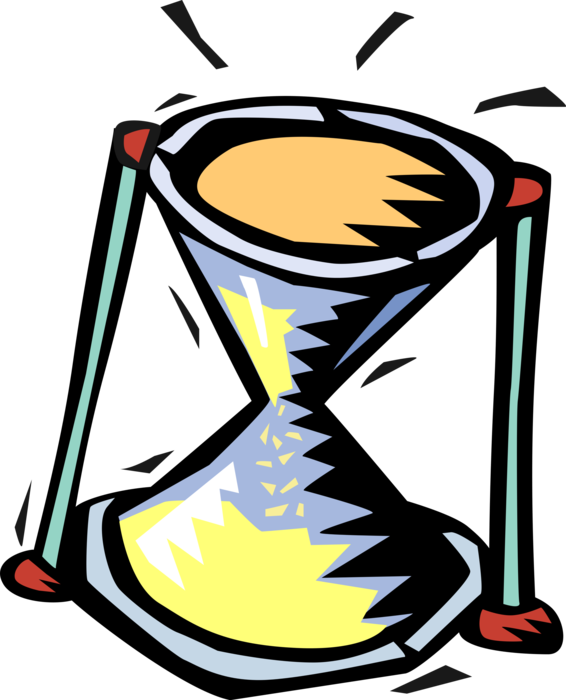 Vector Illustration of Hourglass or Sandglass, Sand Timer, or Sand Clock Measures Passage of Time