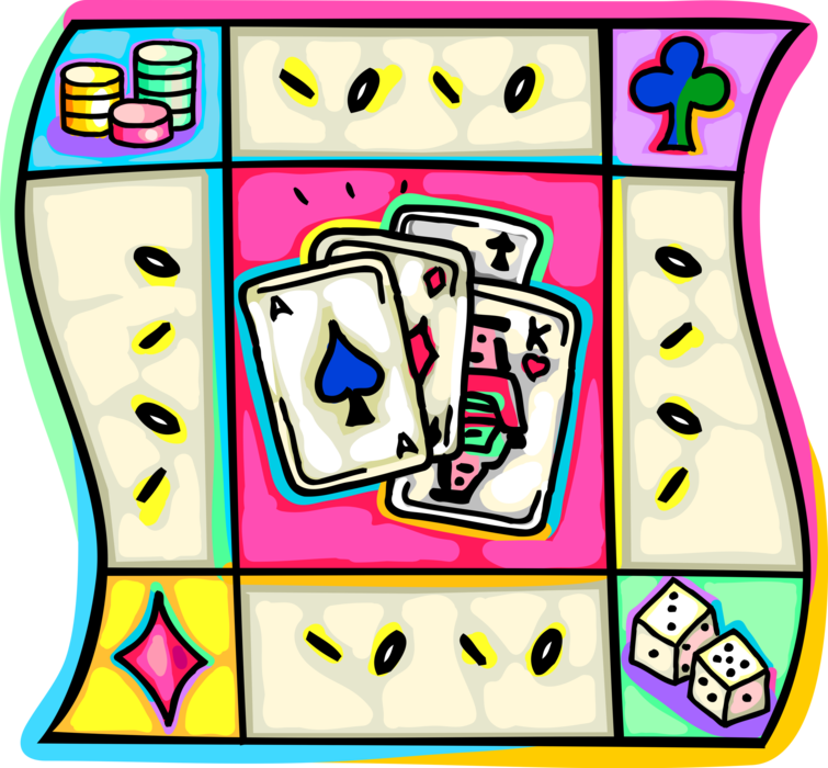 Vector Illustration of Casino and Gambling Games of Chance Playing Cards