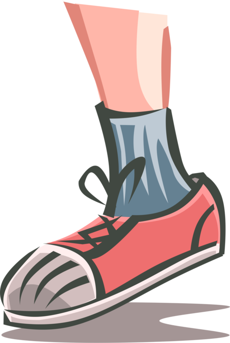 Vector Illustration of Child's Lower Leg with Running Shoe Runner Footwear
