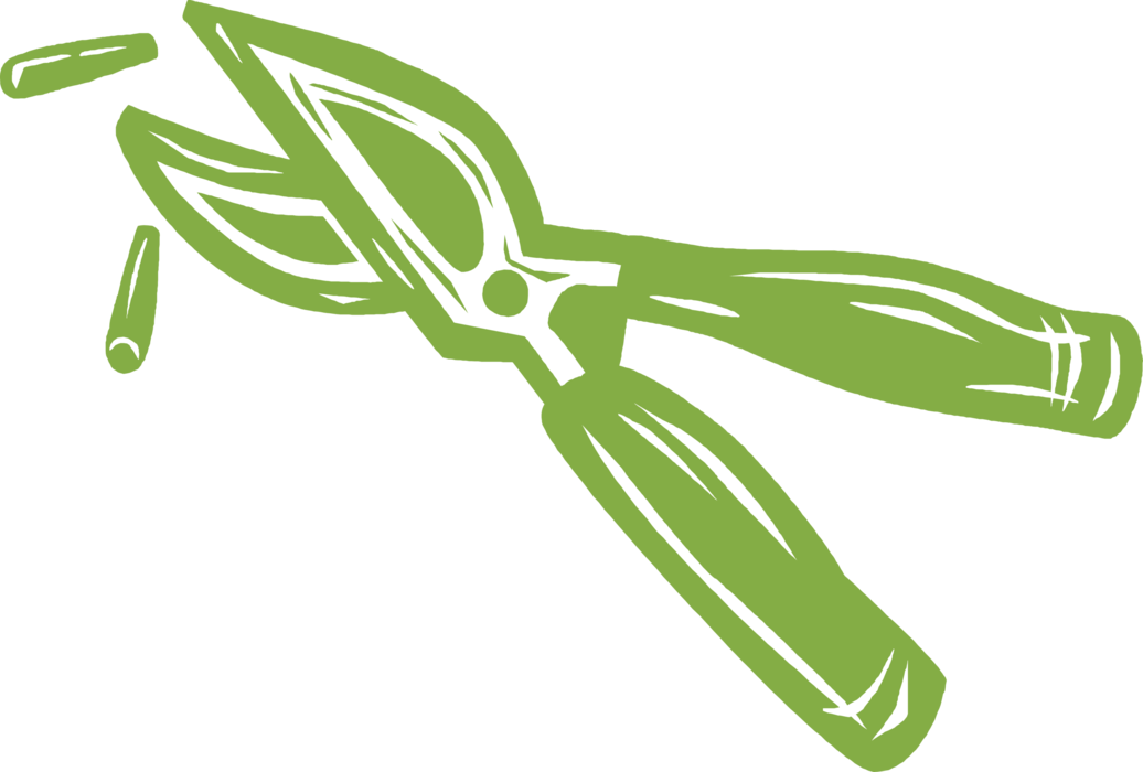 Vector Illustration of Pruning Shears Hand Tool used for Cutting Branches and Foliage