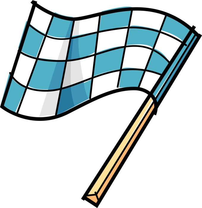 Vector Illustration of Formula One Motorsports Auto Racing Checkered or Chequered Flag at Race Finish Line