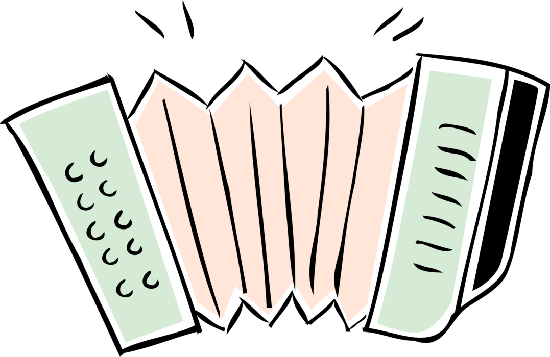 Vector Illustration of Accordion Bellows-Driven Musical Instrument