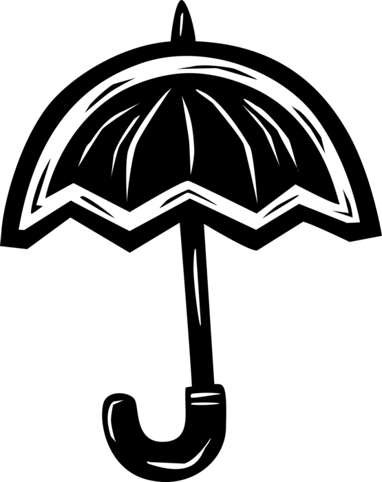 Vector Illustration of Umbrella or Parasol Provides Protection from Inclement Weather Rain or Bright Sunlight