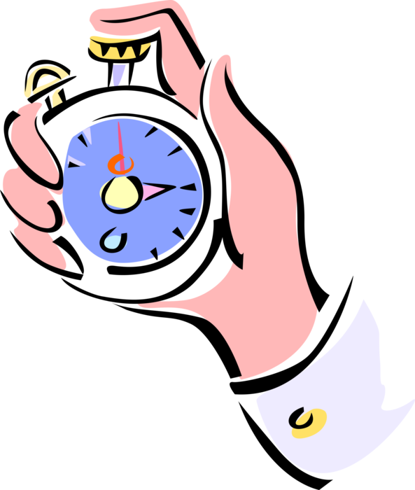 Vector Illustration of Stopwatch Handheld Timepiece Measures Elapsed Time